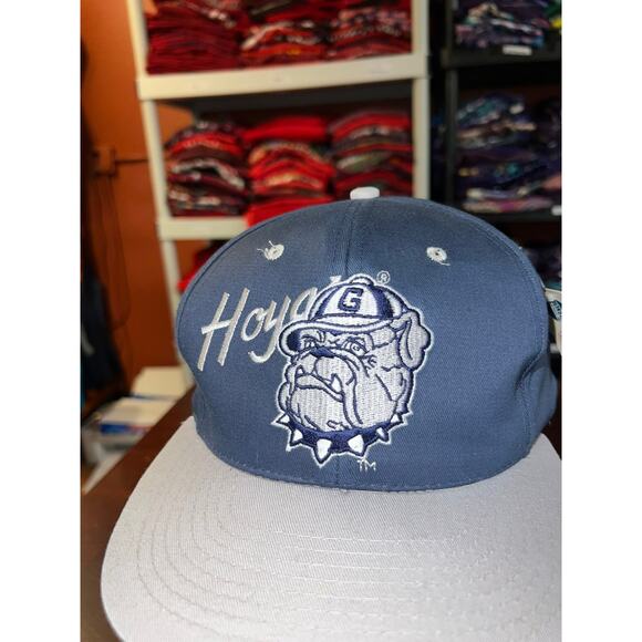 Vintage Georgetown Hoyas Hat College University Blue Snapback Headwear 90s NWT - Picture 3 of 8